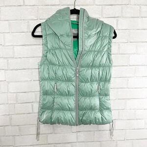 Eddie Bauer Mint Green 550 Fill Power Premium Goose Down Hooded Puffer Vest XS